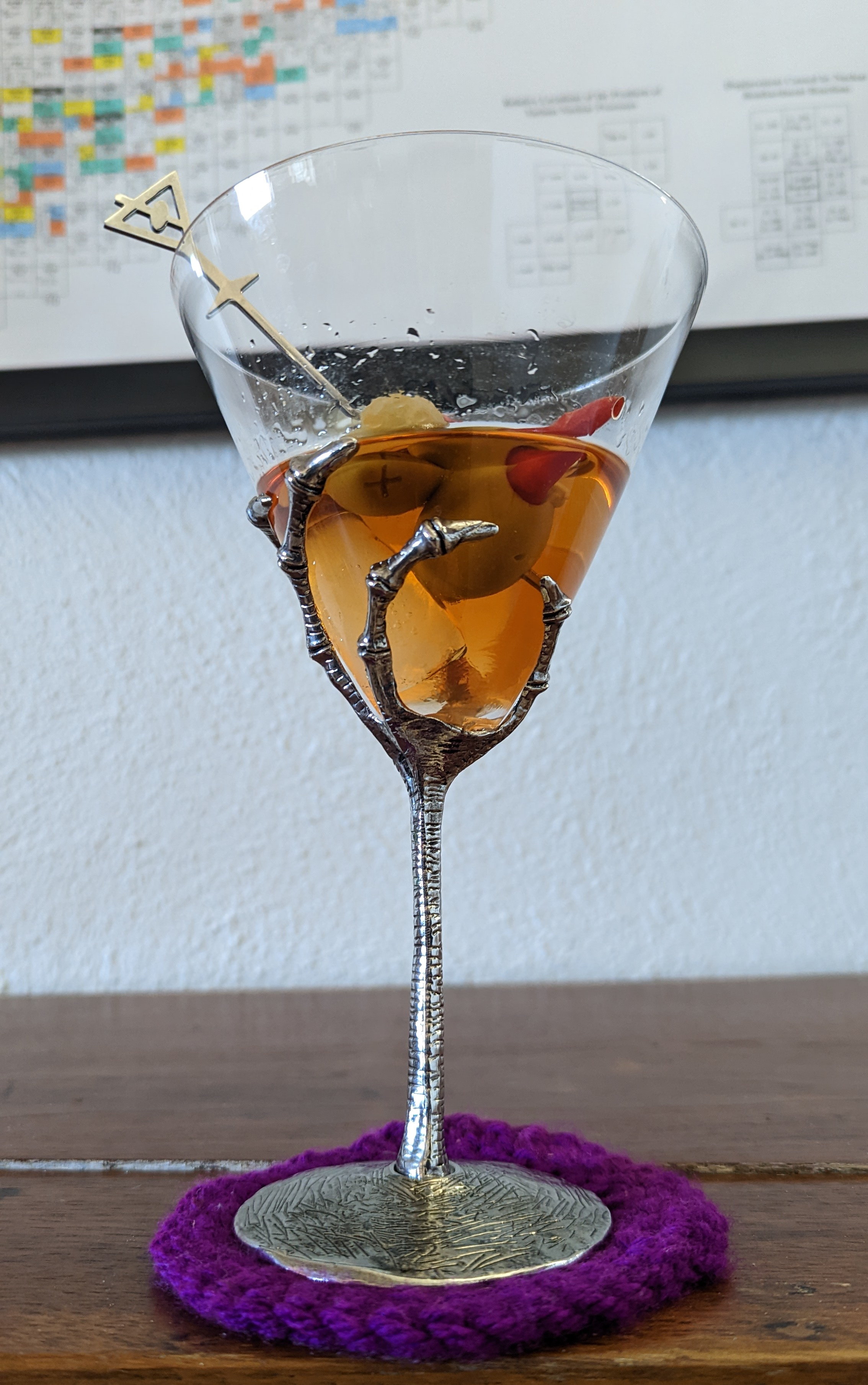 Martini glass containing the Atomic City Chili Bomb cocktail